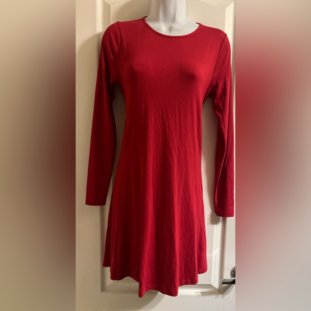 asos Red Long Sleeve Swing Dress